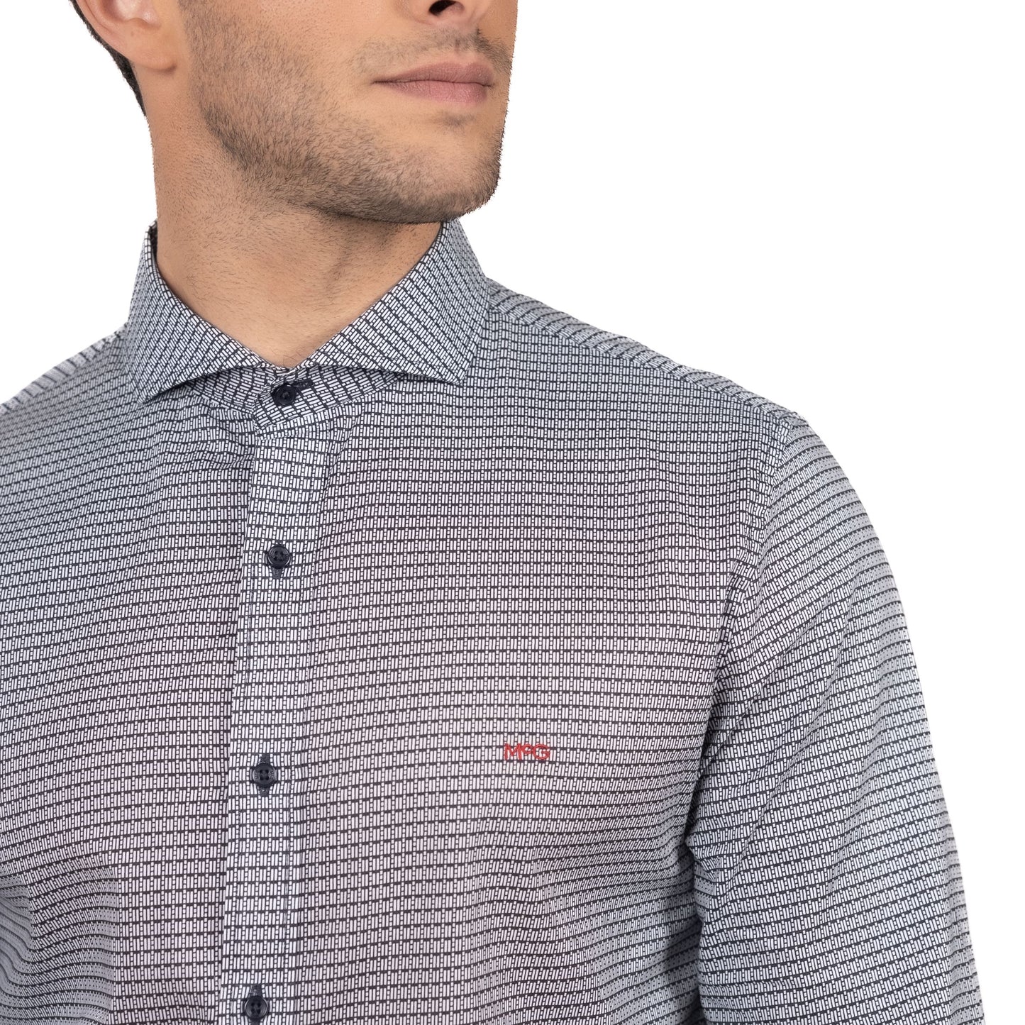 Camisa Hombre Tribeca Estampada Comfort Fit Azul Marino