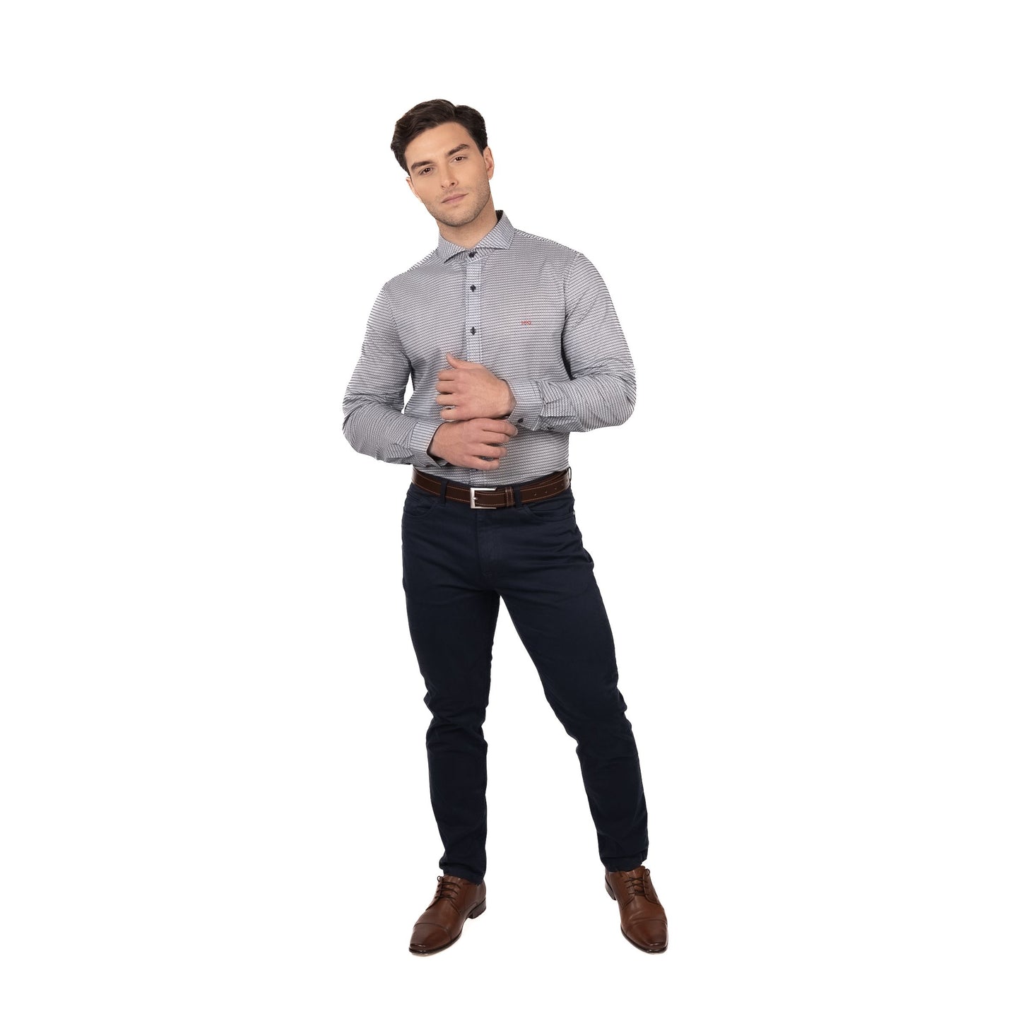 Camisa Hombre Tribeca Estampada Comfort Fit Azul Marino