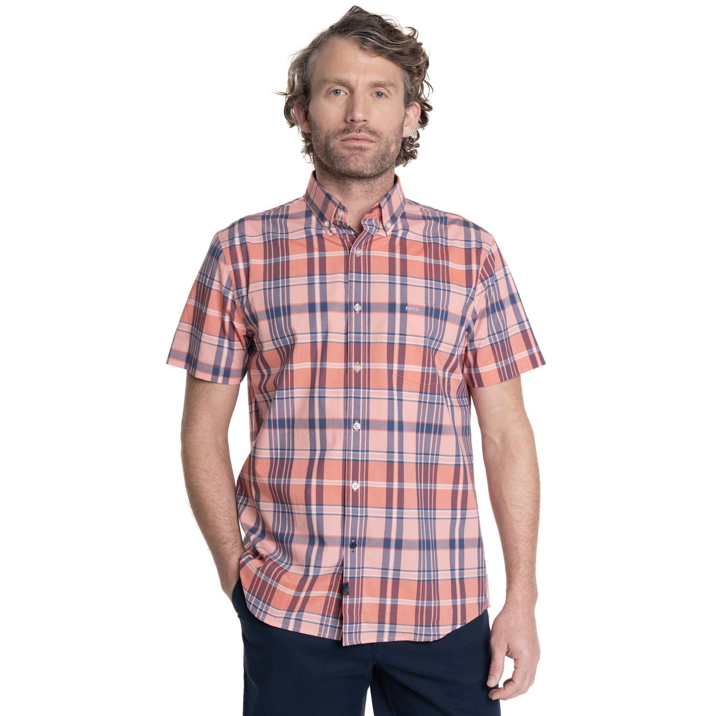 camisa-hombre-manga-corta-escocesa-radio-city-coral