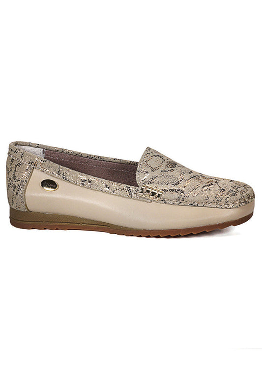 Mocasin Mujer Cuero Ethel Dorado