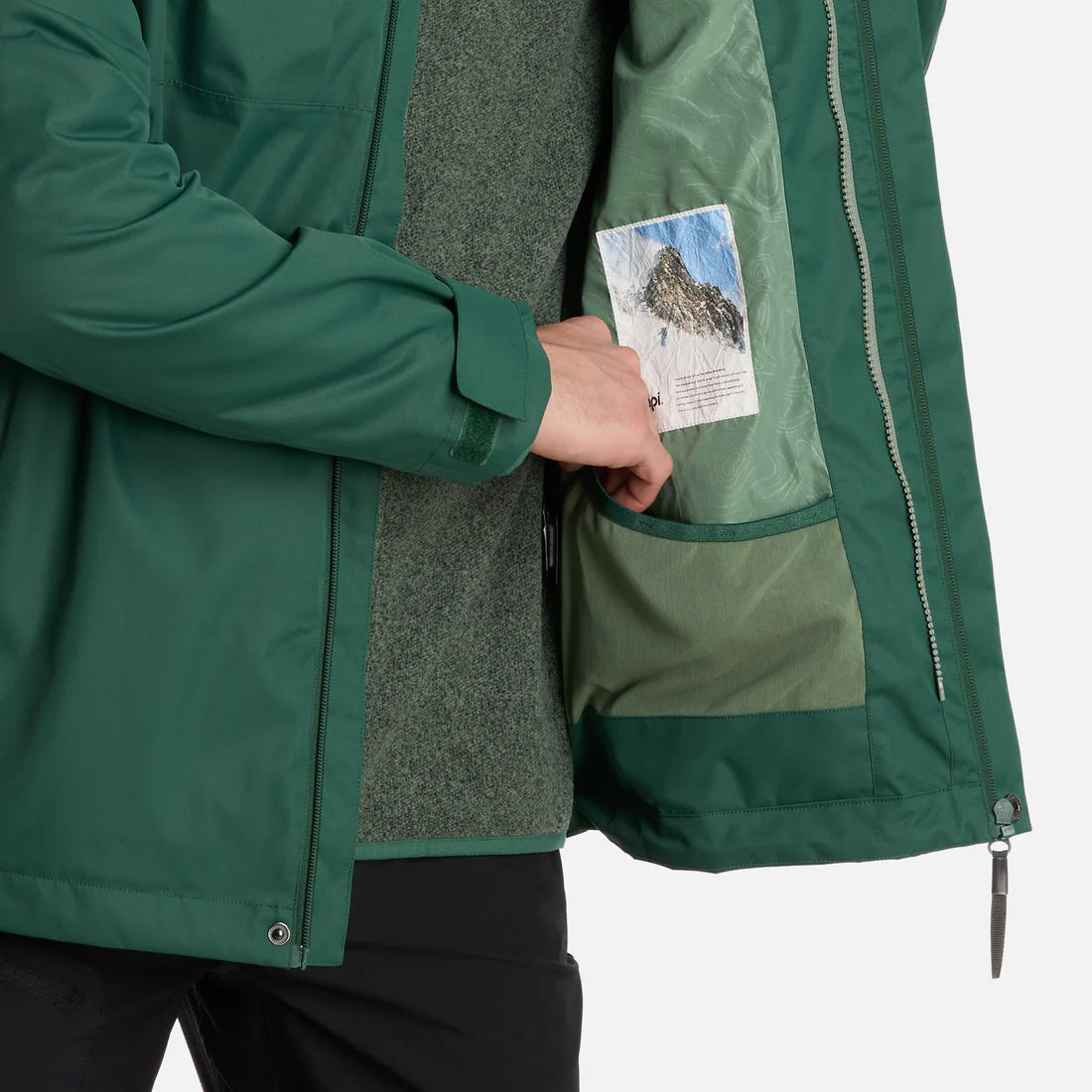 Chaqueta Hombre Tres Cruces Fusion-3 Hoody Verde Botella