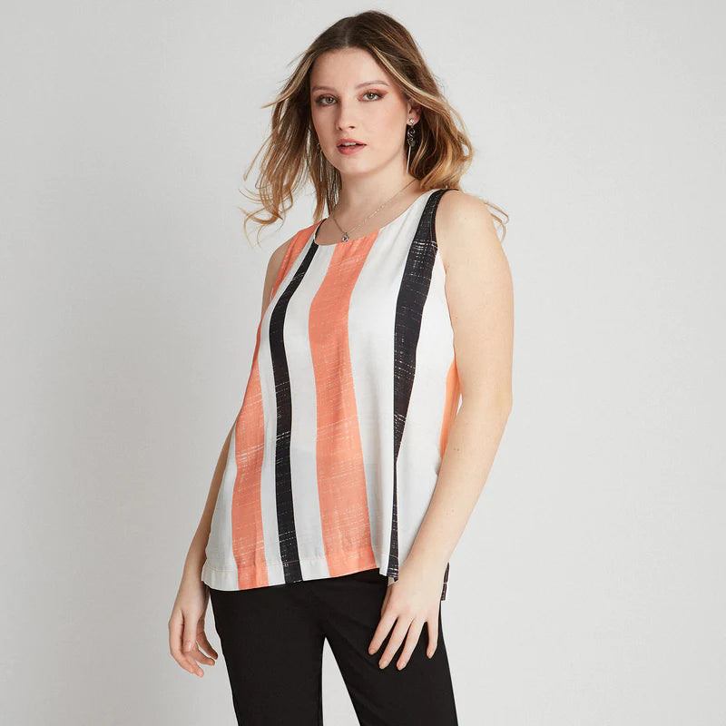 Blusa Mujer Sin Mangas Cuello Redondo Naranjo