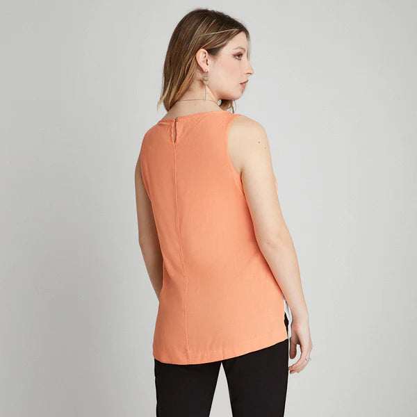 Blusa Mujer Sin Mangas Cuello Redondo Naranjo