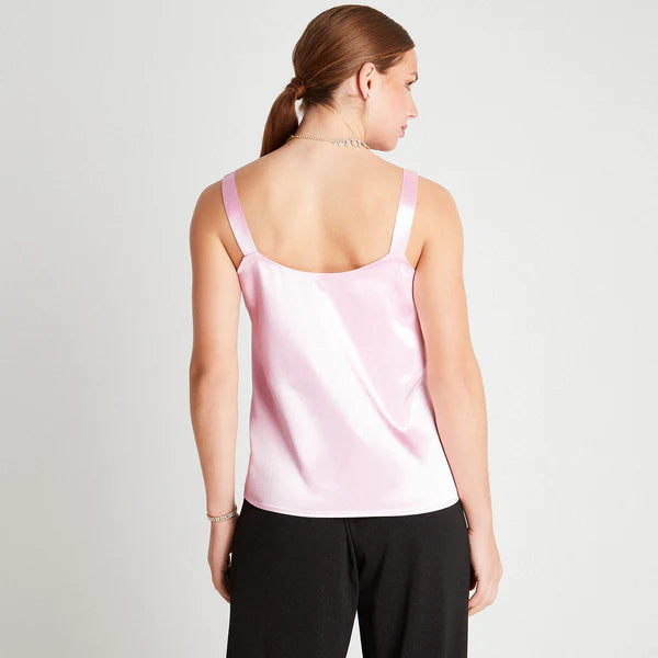 Blusa Mujer Sin Manga Pabilo Satín Rosado