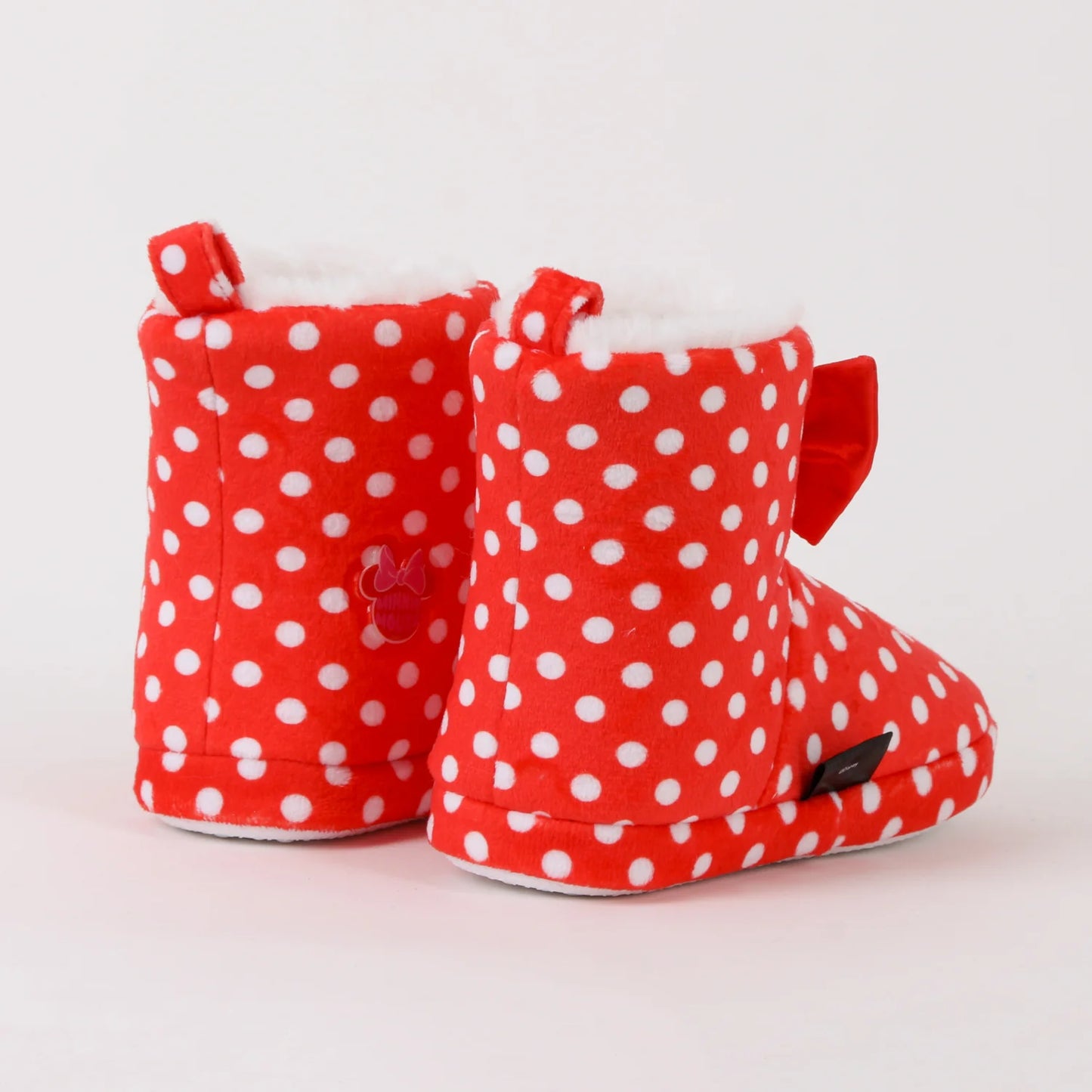 Pantufla Bota Niña Print Puntos Minnie Moño Rojo