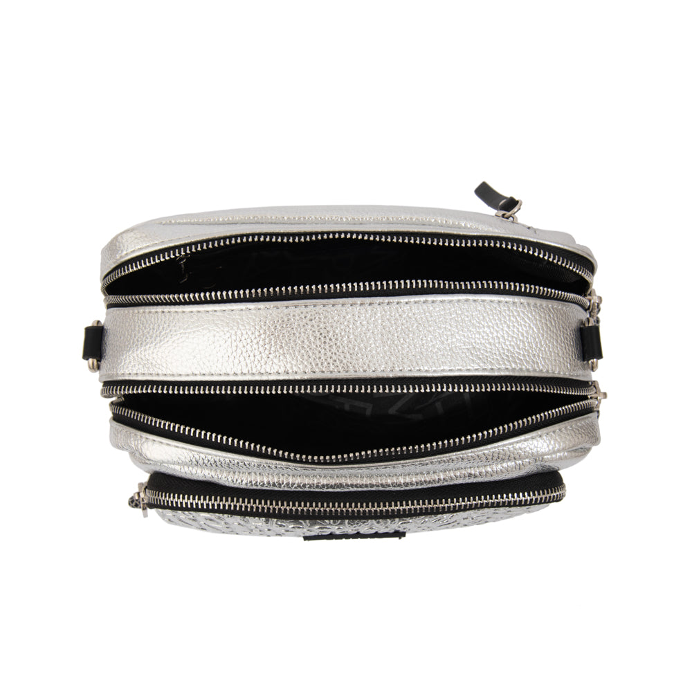 Cartera Bandolera Exotic Mediana Plateado
