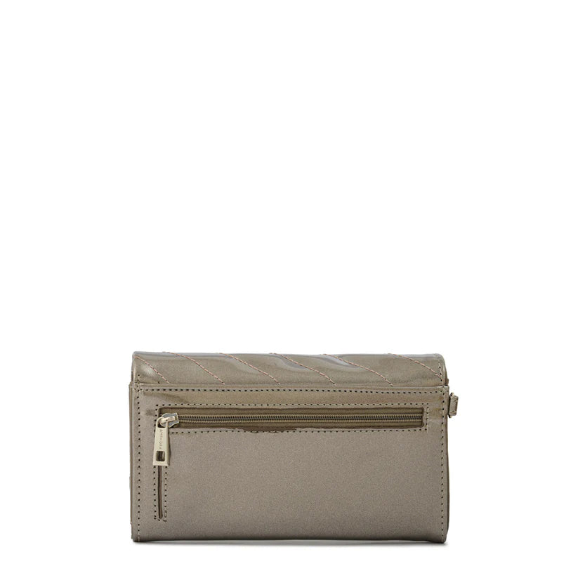 Billetera Mujer Acordeon Dean Mediana Plateado Oscuro
