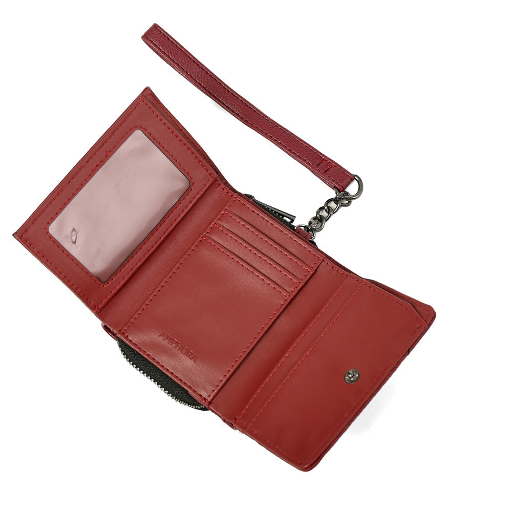 Tarjetero Mujer con Ventana Exterior Aneu Rojo