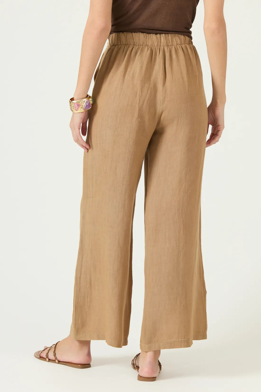 Pantalon Mujer Lino Slim Fit Beige