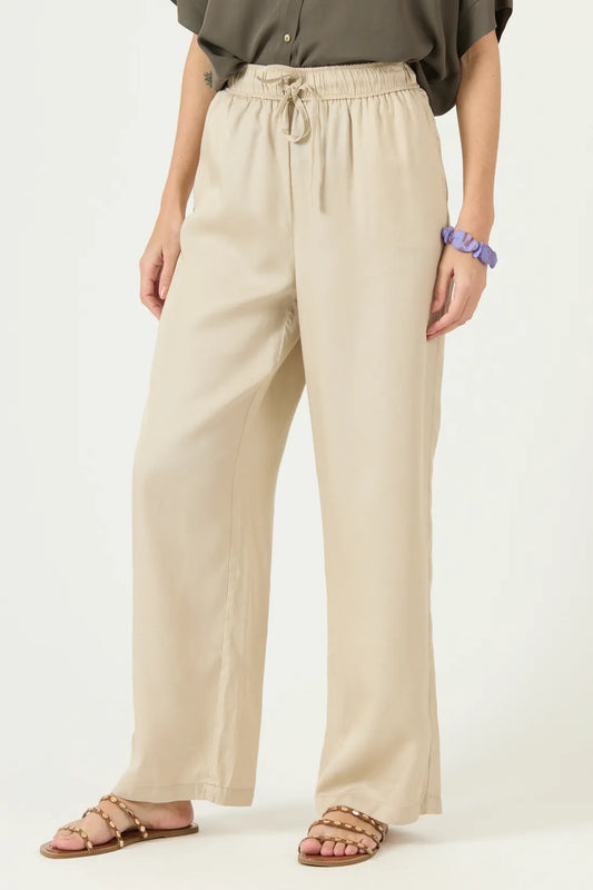 Pantalon Mujer Lyocell Straight Beige
