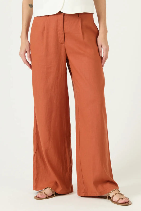 Pantalon Mujer Wide Leg Terracota