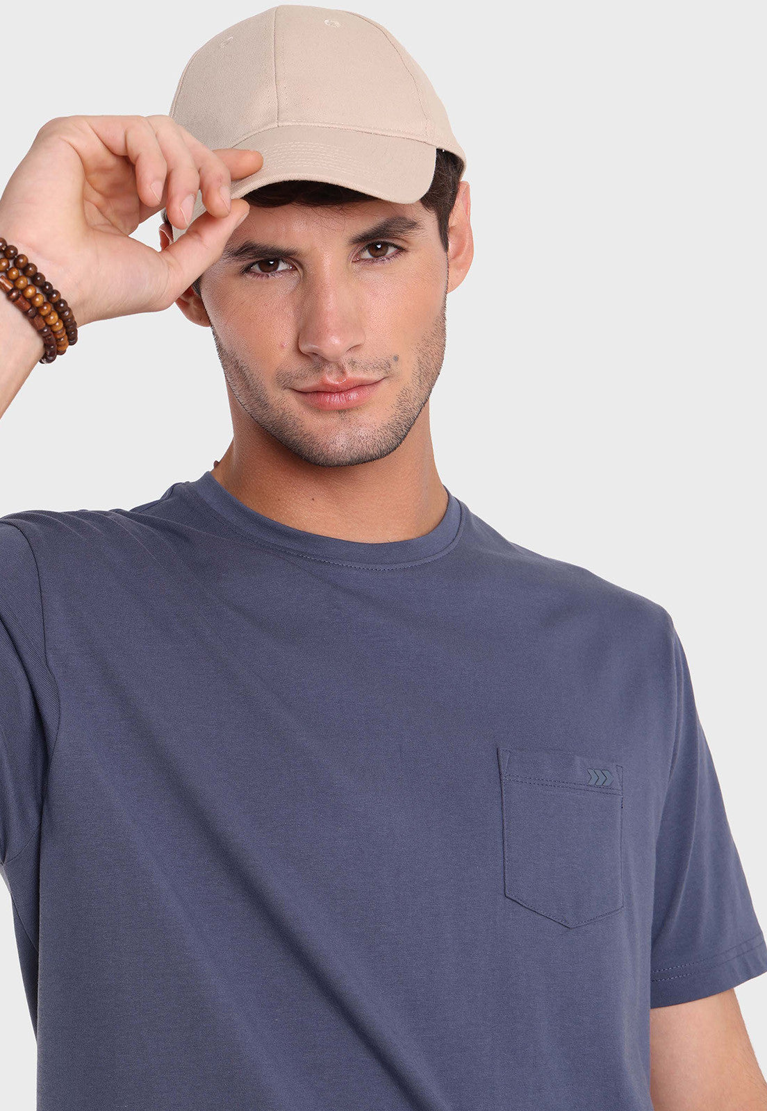 Polera Hombre Arrow Cuello Redondo Con Bolsillo Denim