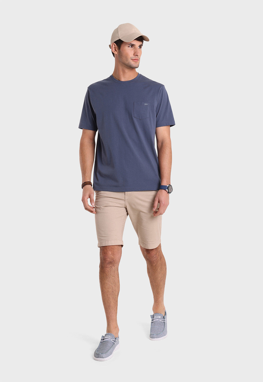 Polera Hombre Arrow Cuello Redondo Con Bolsillo Denim