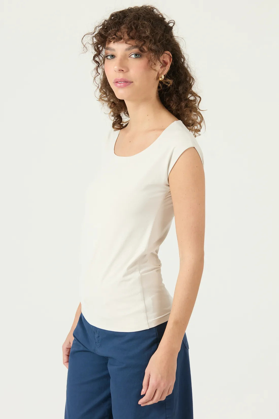 Polera Manga Corta Beige