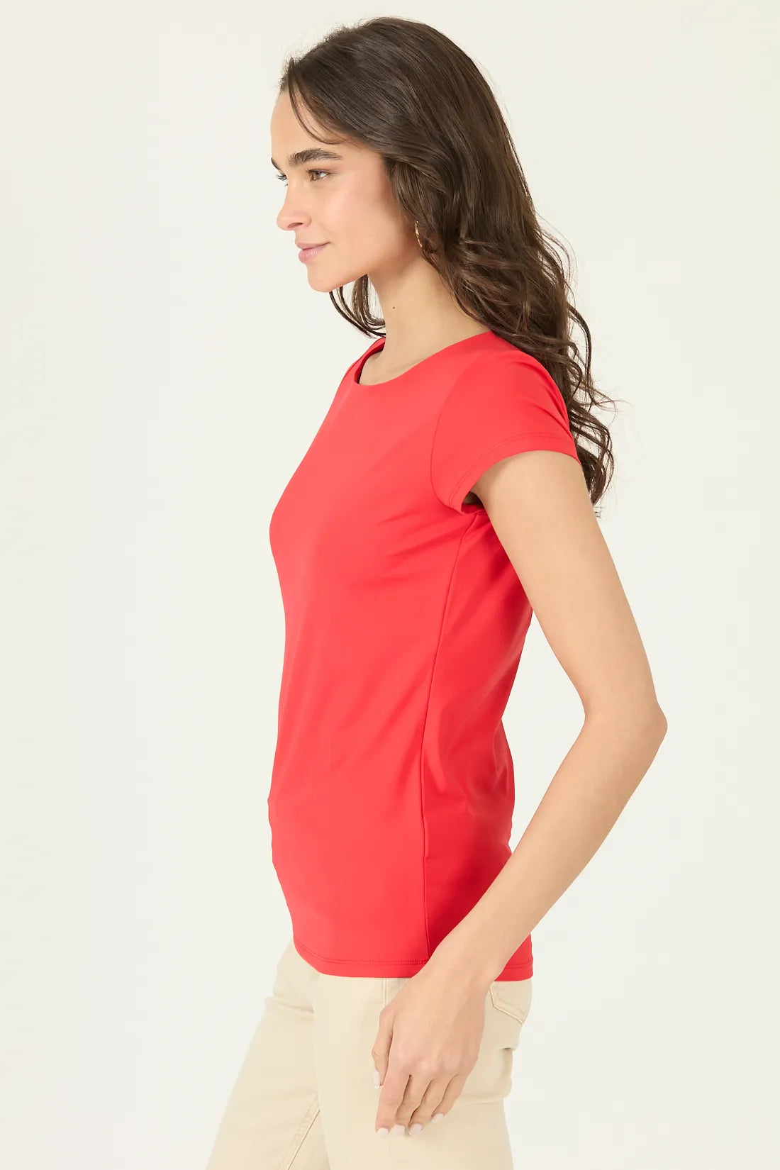 Polera Mujer Manga Corta Roja