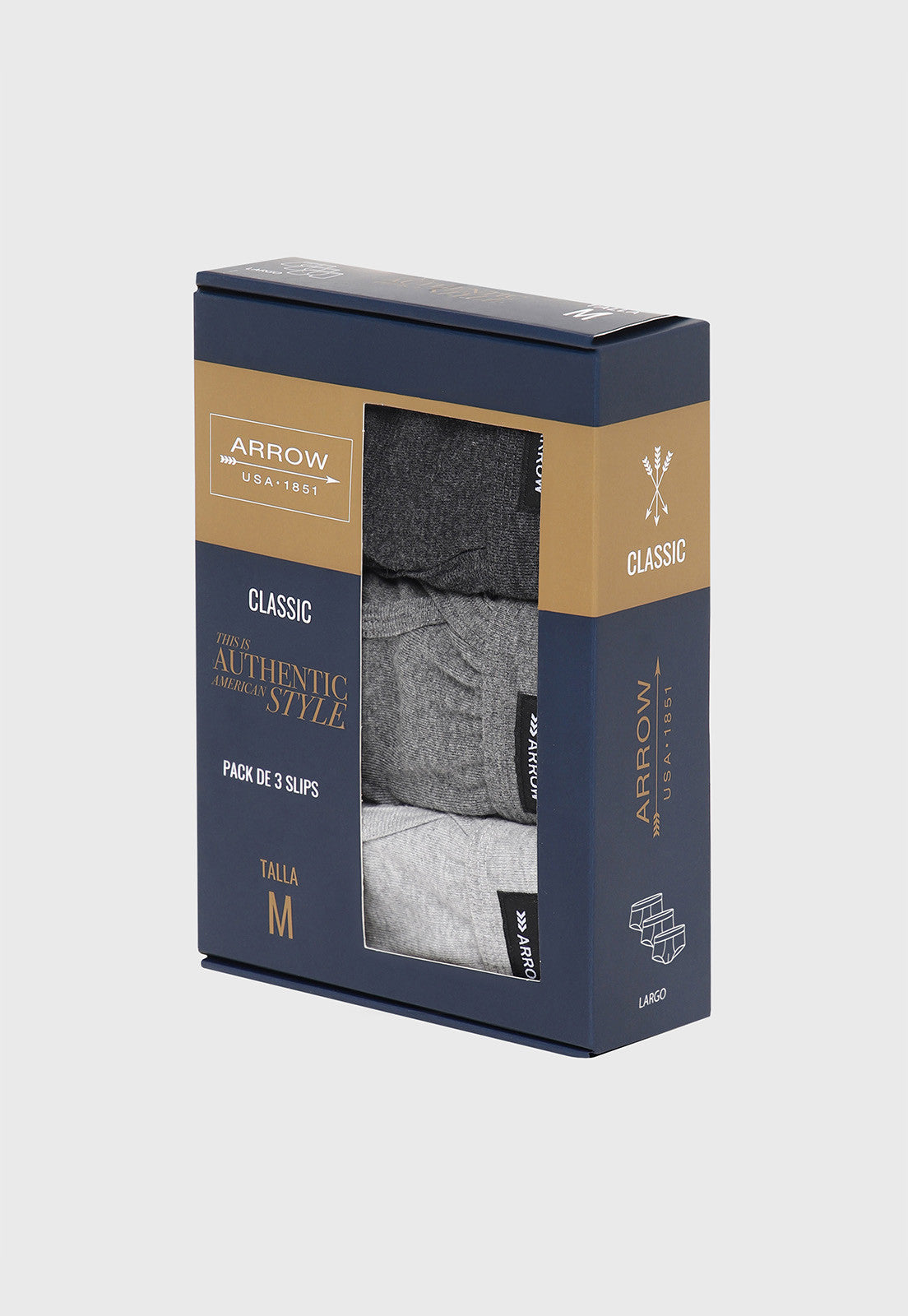 Tripack Slips Hombre Classic Gris SLT3002SU