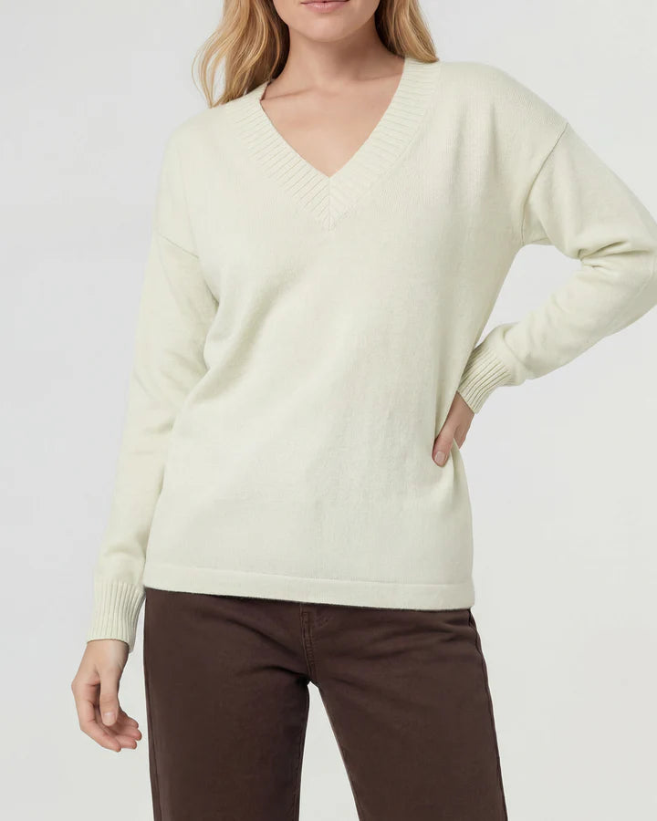 Sweater Mujer Giovanna Relaxed Cuello En V Manga Caída Crudo