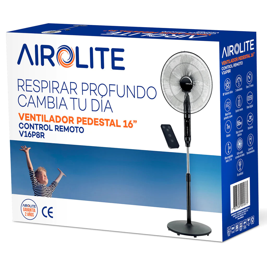 Ventilador Pedestal 16 V16P8R Black Airolite