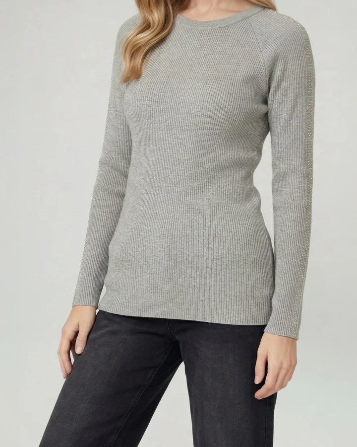 Sweater Mujer Giuliana Slim Fit Cuello Redondo Manga Caída Fango