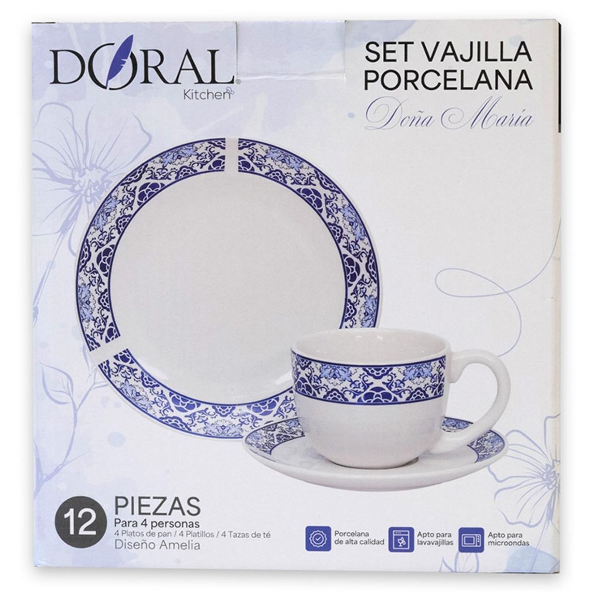 Juego De Vajilla 12 Piezas Amelia Doral
