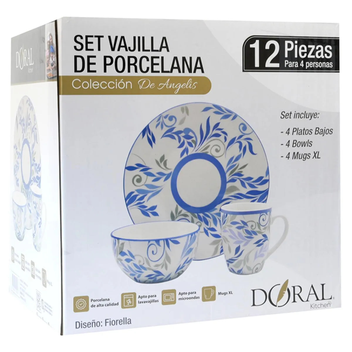Juego De Vajilla 12 Piezas Fiorella Doral