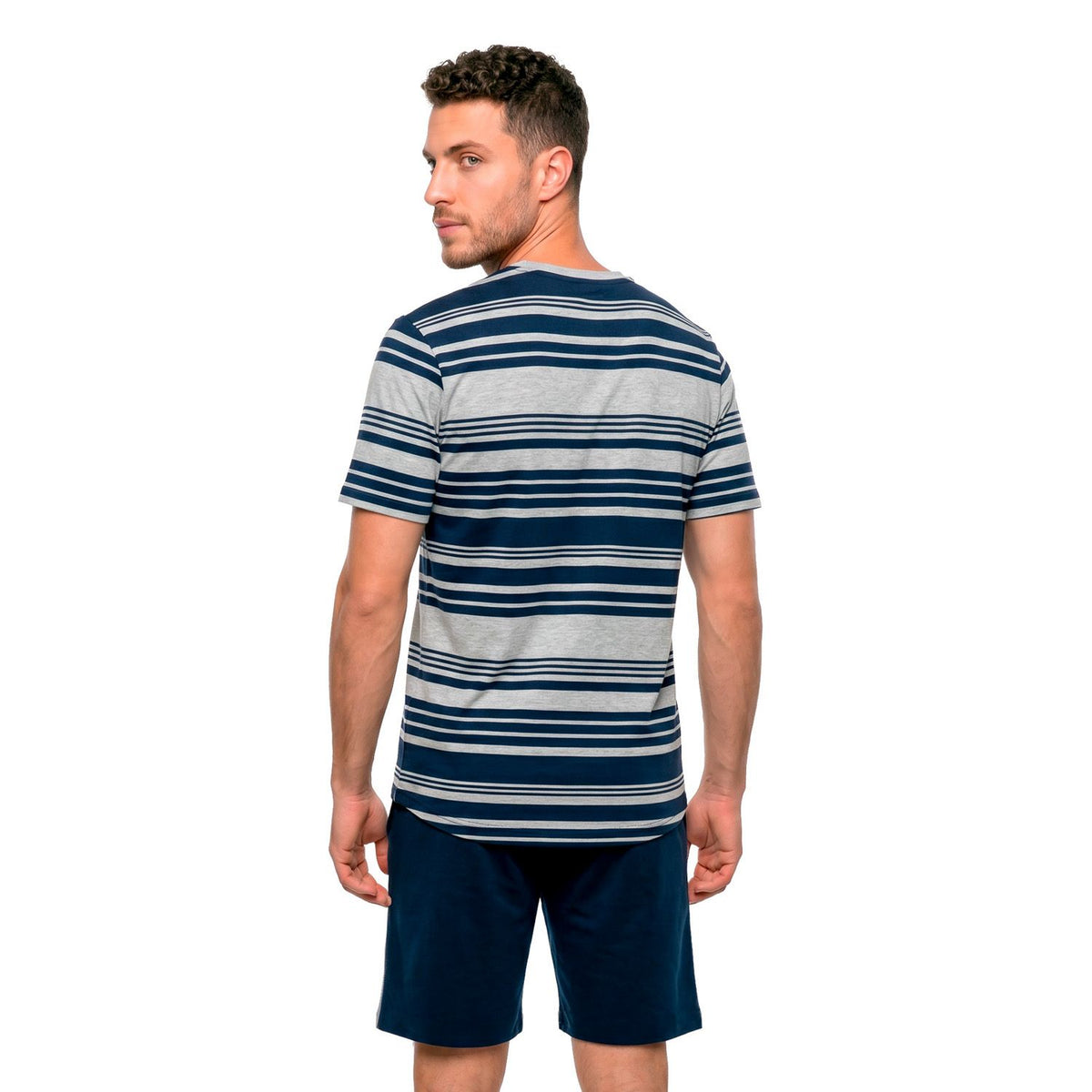 Pijama Corto Hombre Verano Algodón Rayas