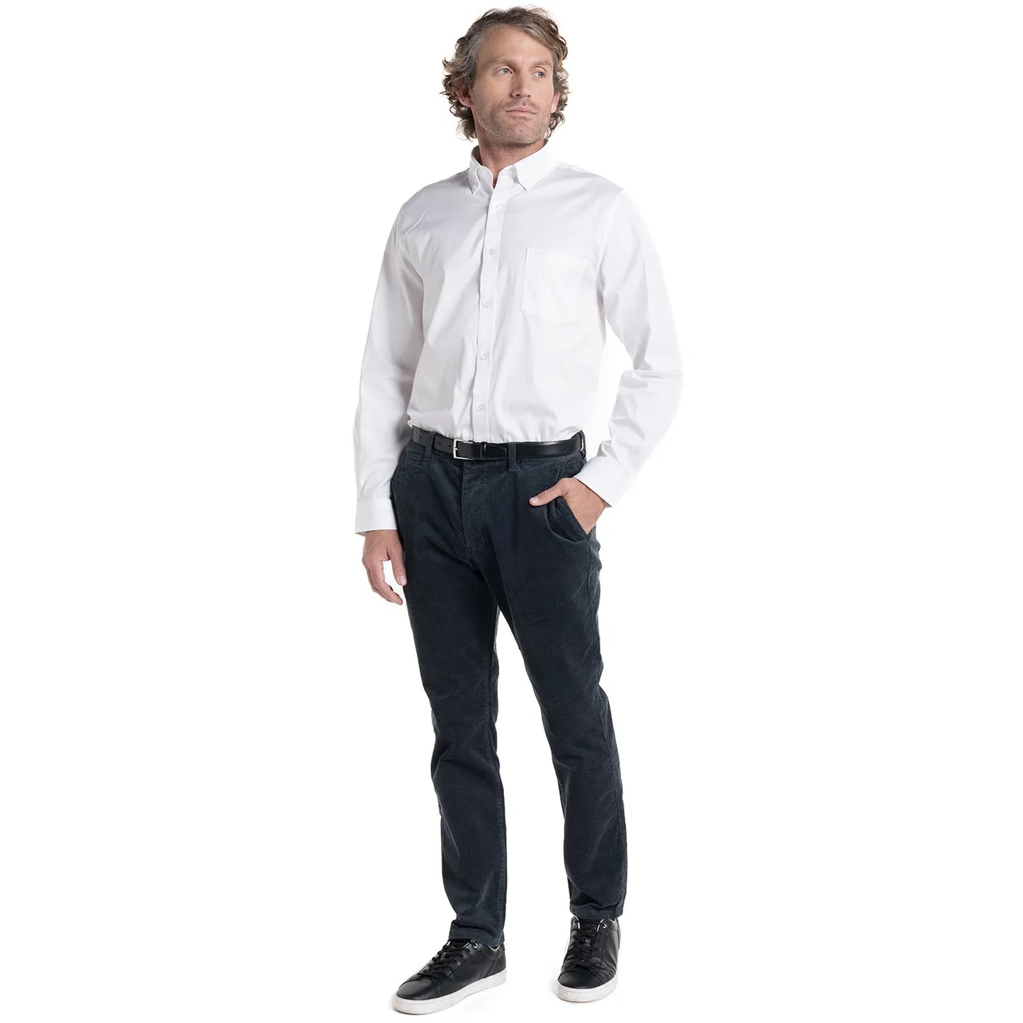 camisa-hombre-oxford-manga-larga-crosby-algodón-blanca