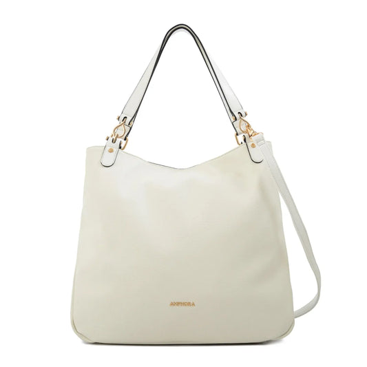 Cartera Mujer Dos Asas Corte Recto Eugenia Mediana Blanco