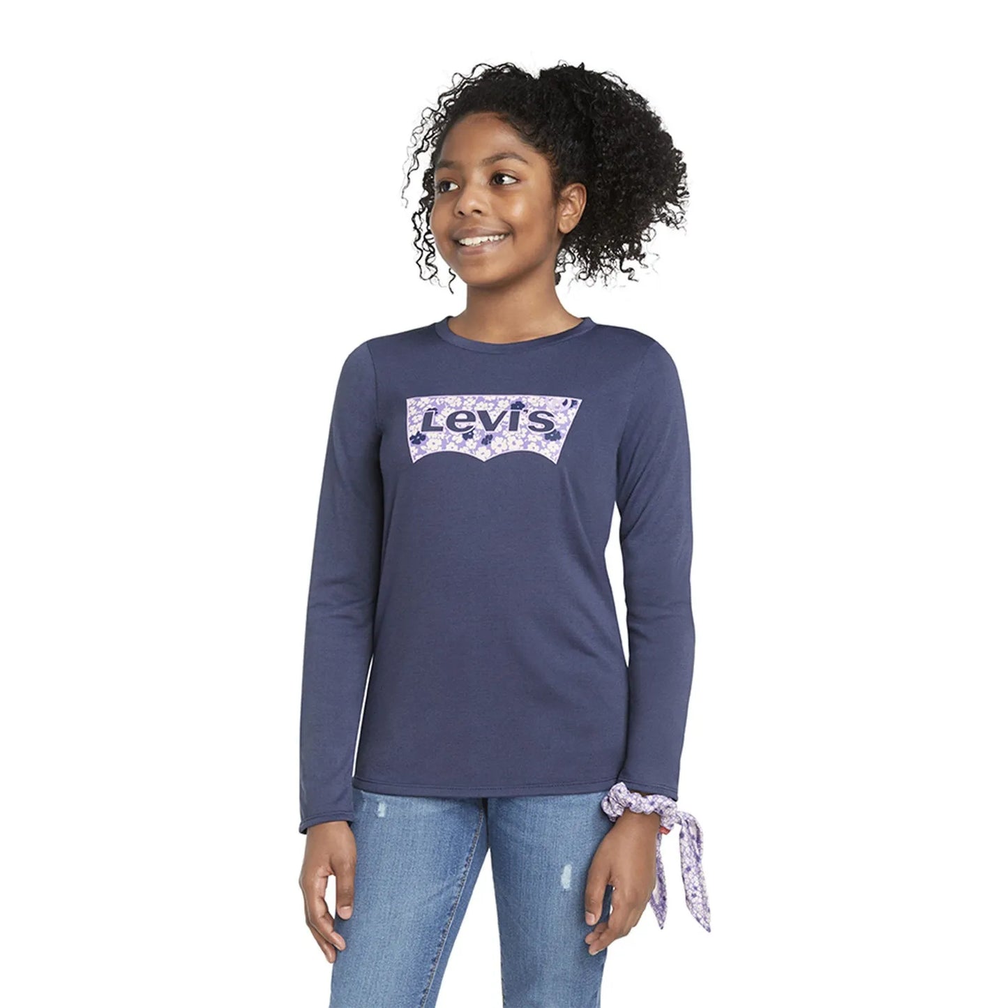 Polera Niña Manga Larga Azul + Colet