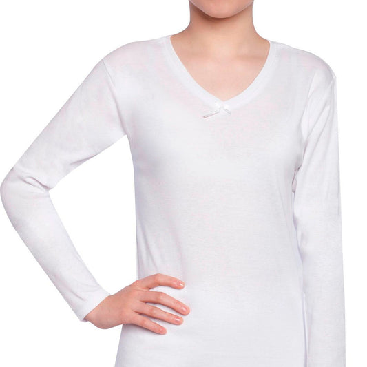 Camiseta Niña de algodón cuello V