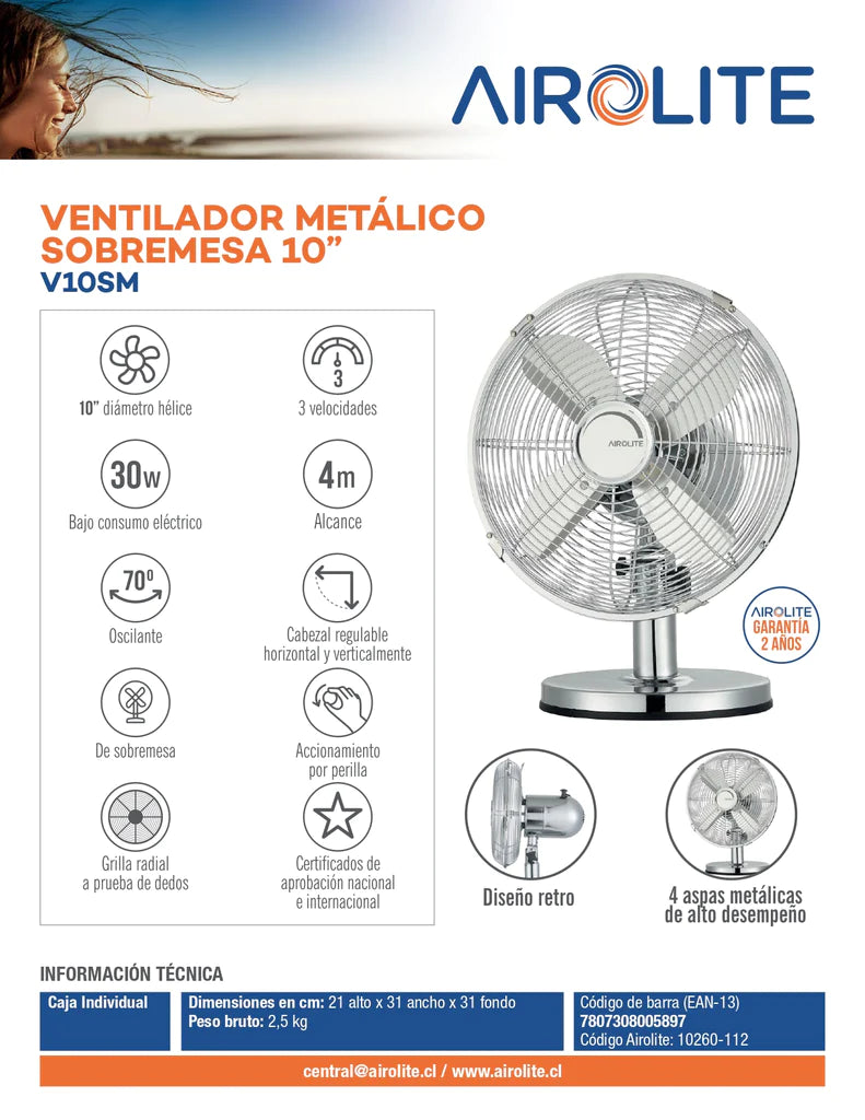Ventilador de sobremesa 10” V10SM