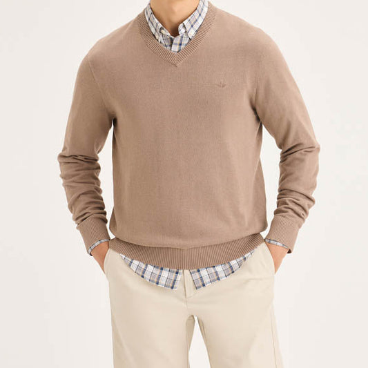 Sweater Hombre V Neck Fossil Cafe