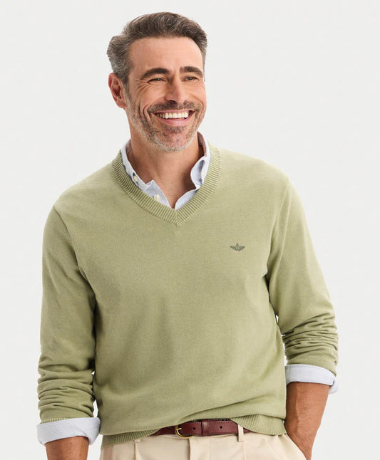 Sweater Hombre V Neck Tea Verde
