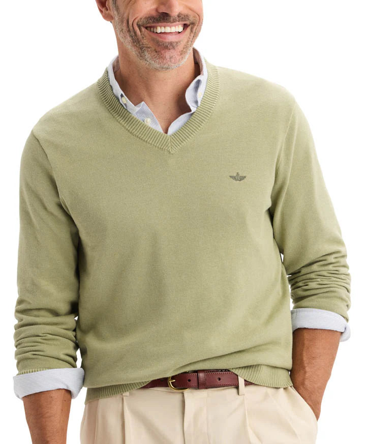 Sweater Hombre V Neck Tea Verde
