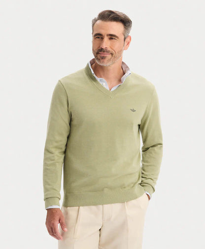 Sweater Hombre V Neck Tea Verde