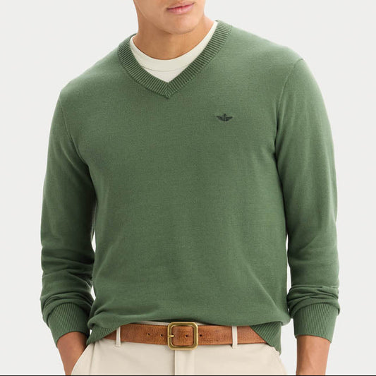 Sweater Hombre V Neck Verde Duck