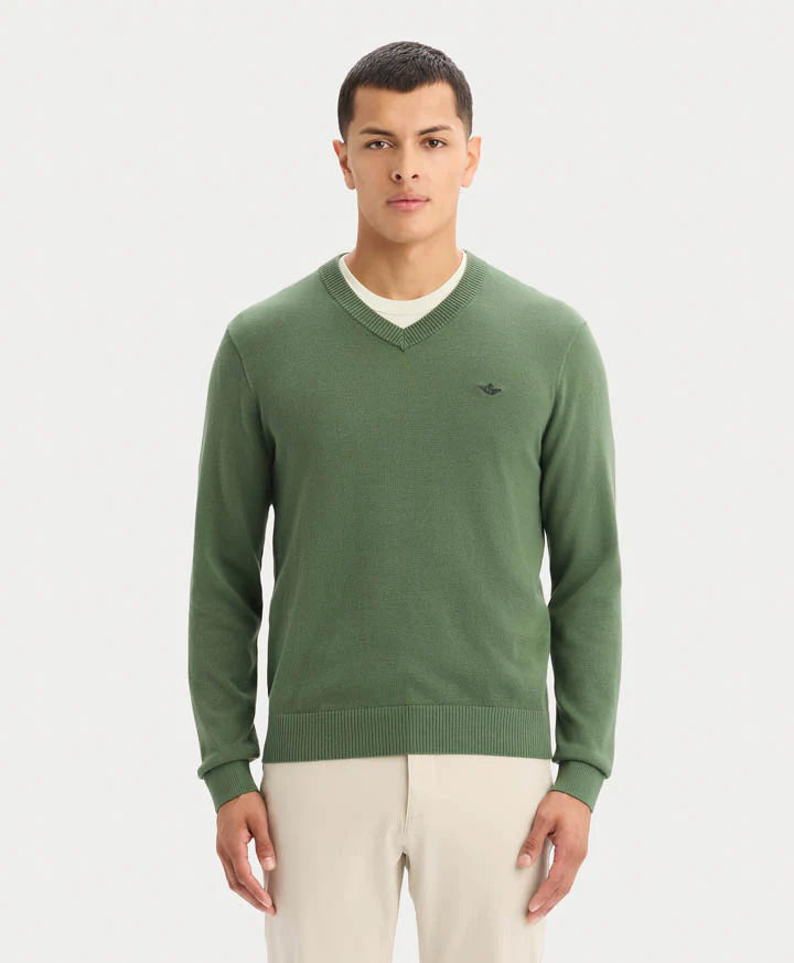 Sweater Hombre V Neck Verde Duck
