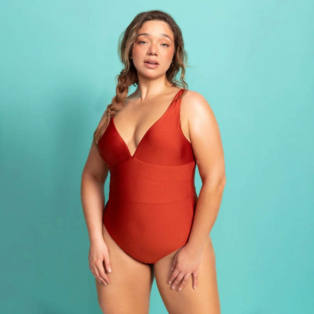 Traje De Baño Mujer Clasico Ocre