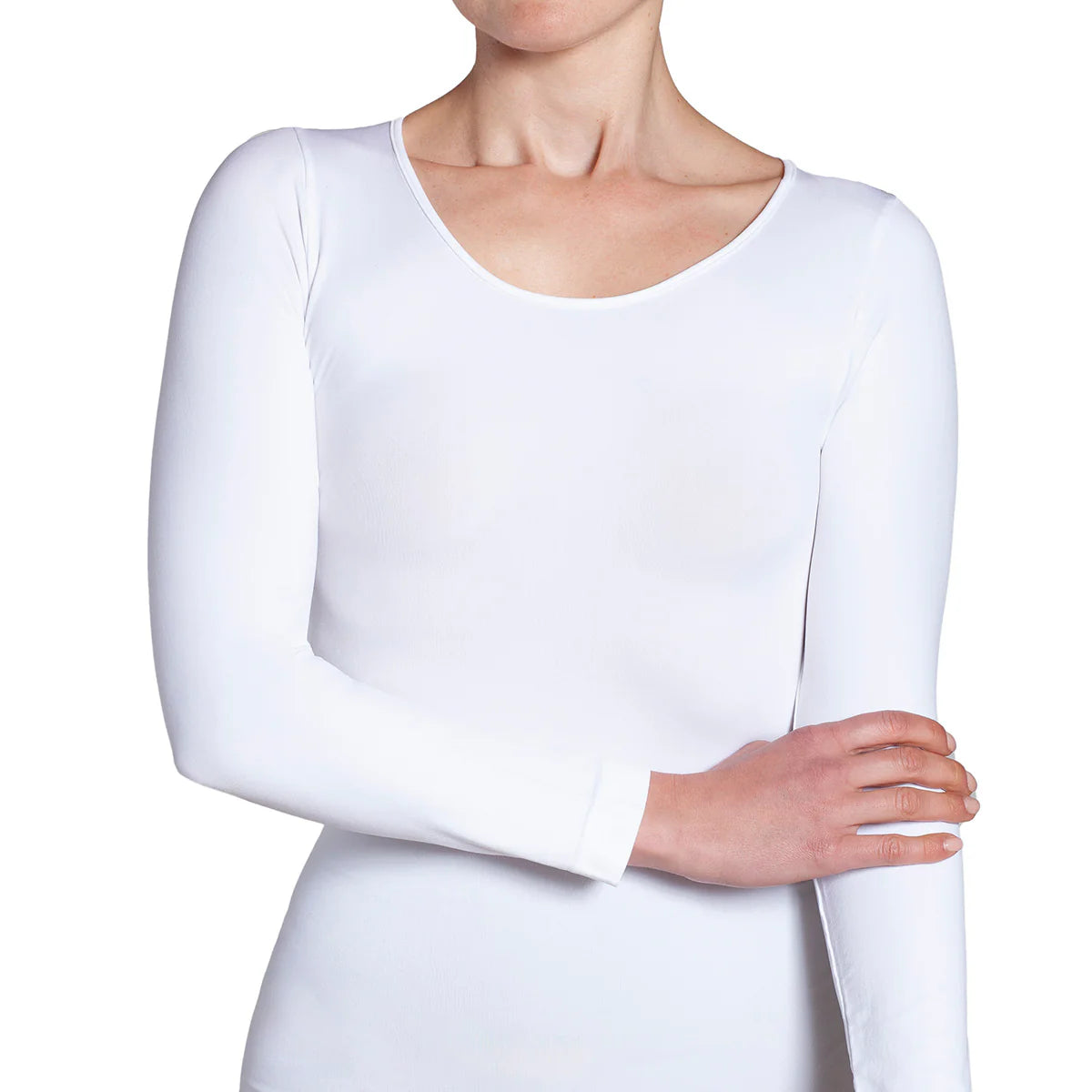 Polera Mujer Esencial Manga Larga Blanco