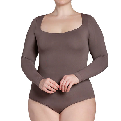 Body Mujer Manga Larga Escote Ceniza
