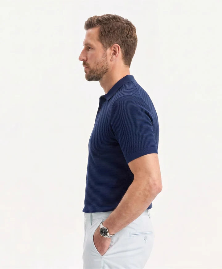 Polera Hombre Polo Sweat Tejido Navy