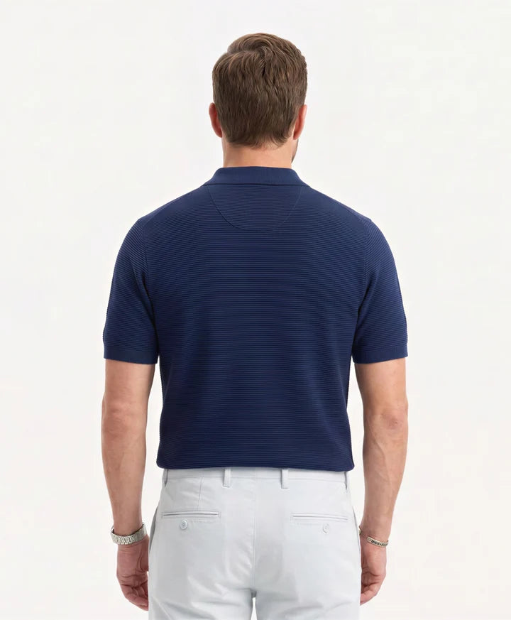 Polera Hombre Polo Sweat Tejido Navy