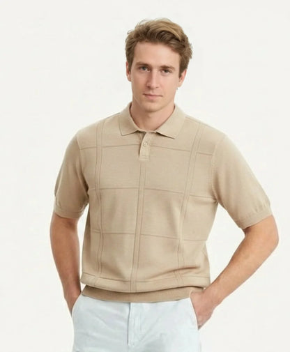 Polera Hombre Polo Sweat Tejido Beige
