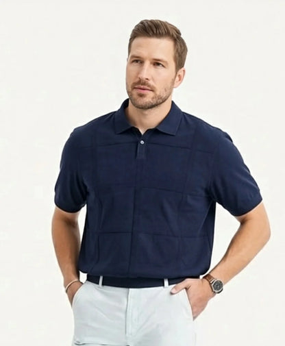 Polera Hombre Polo Sweat Tejido Azul