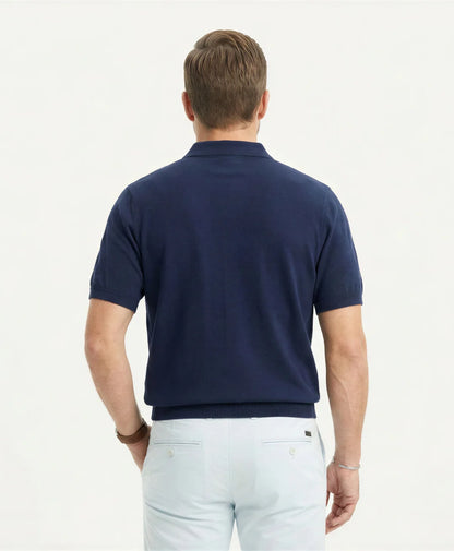 Polera Hombre Polo Sweat Tejido Azul