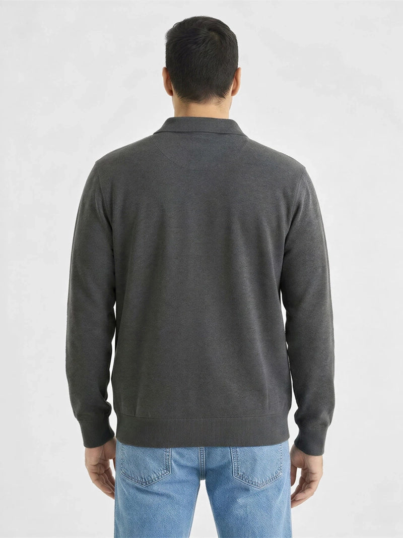 Sweater Hombre Cuello Camisa Zipper Charcoal