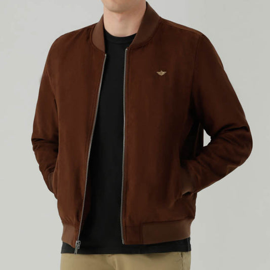 Chaqueta Hombre Bomber With Rib Chocolate