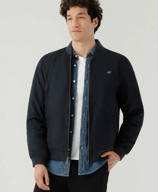 Chaqueta Hombre Bomber With Rib Azul Marino