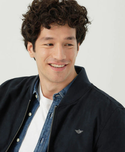 Chaqueta Hombre Bomber With Rib Azul Marino