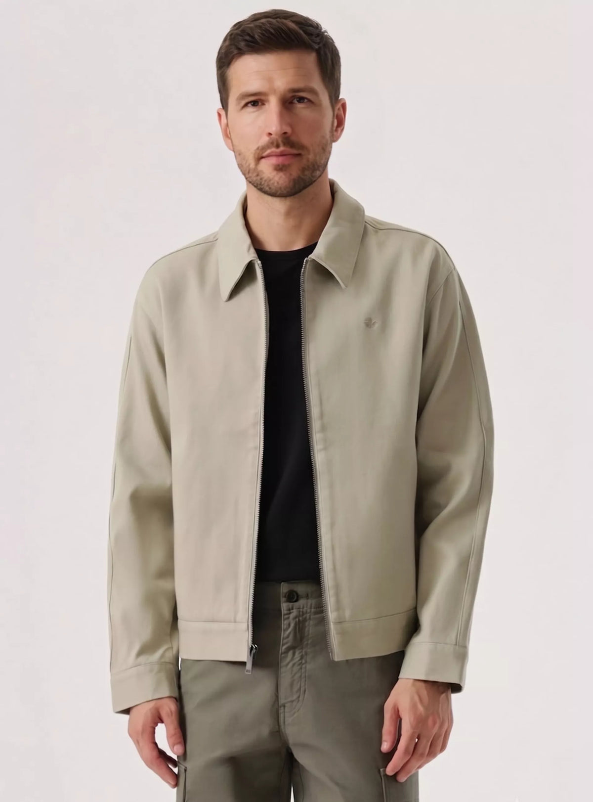 Chaqueta Hombre Laydown Collar Cotton Khaki